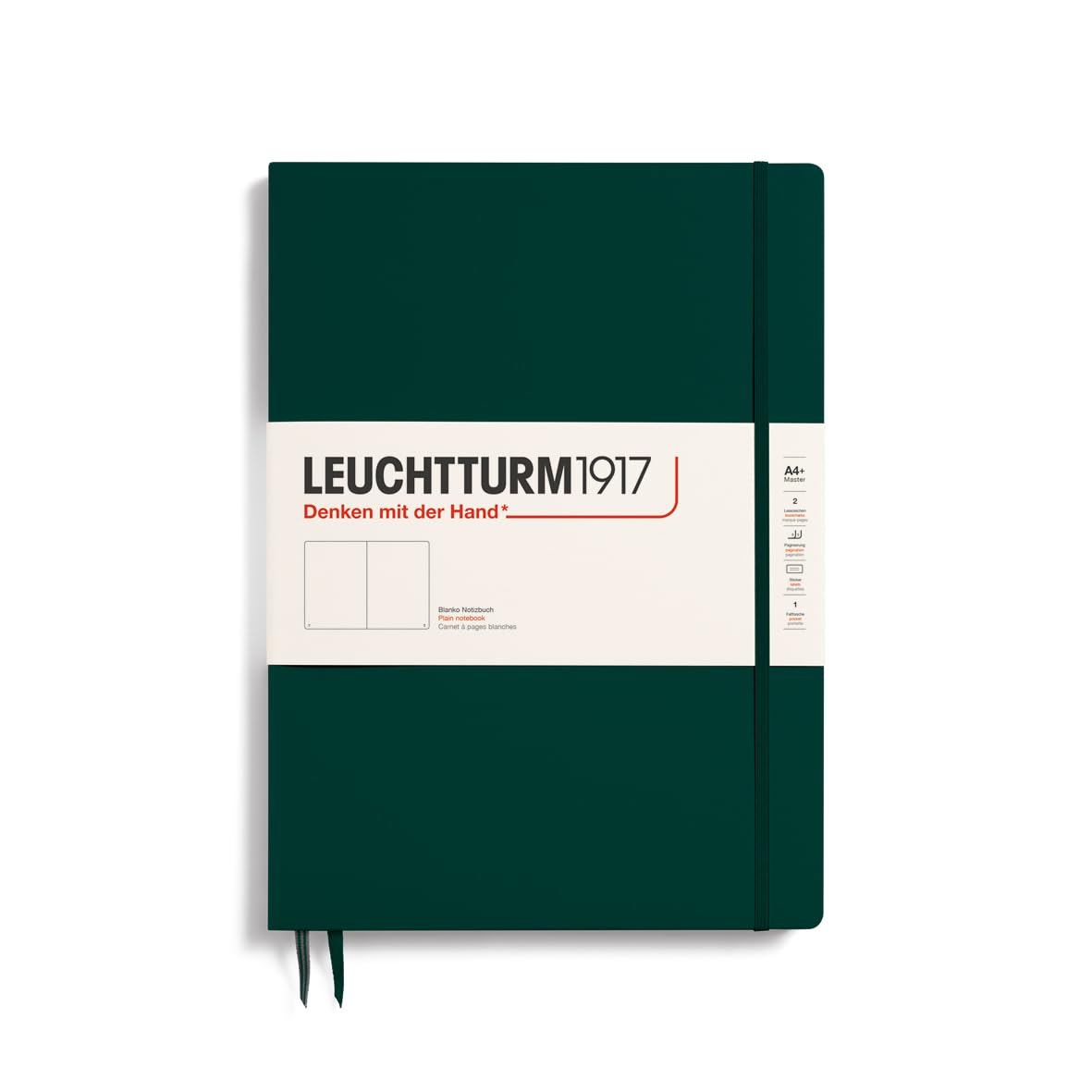 LEUCHTTURM1917 370271 Master Slim Notebook (A4+), Hardcover, 123 Numbered Pages, Forest Green, Blank — image 1