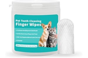 Pet Teeth Cleaning Finger Wipes, Remove Bad Breath by Removing Plaque and Tartar Buildup No-Rinse Dog Finger Toothbrush, Disp