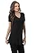 Womens Basic Modal V Neck, Round Neck Cap Sleeve Made in USA Long T Shirt Top Black