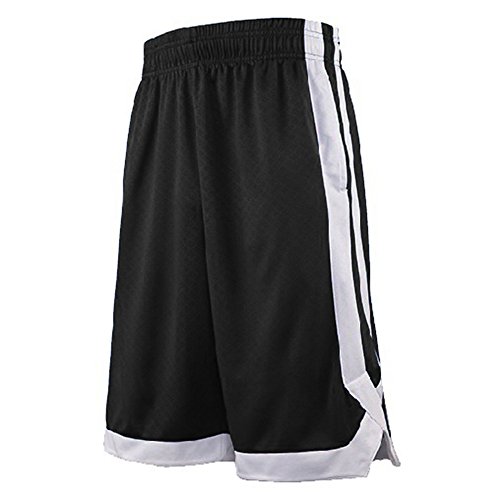 TOPTIE 2-Tone Basketball Shorts for Men with Pockets, Pocket Training Shorts-Black-M