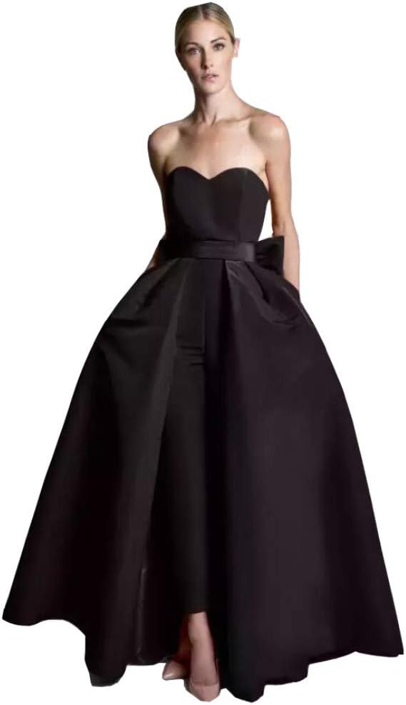 VeraQueen Women's Sweetheart Jumpsuits Evening Dresses with Detachable Skirt Prom Gowns Pants