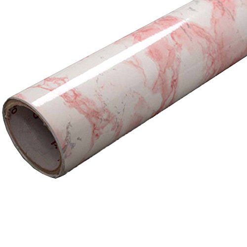 HOHOFILM Pink Self Adhesive Marble Effect Wall Paper Film Vinyl Decor Wallpaper Sheets 122cmx50cm