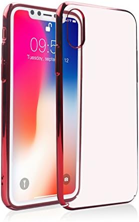iPhone X Soft TPU Slim Case, Transparent Crystal Clear Fit Flexible Cover with Electroplate Frame (Red)