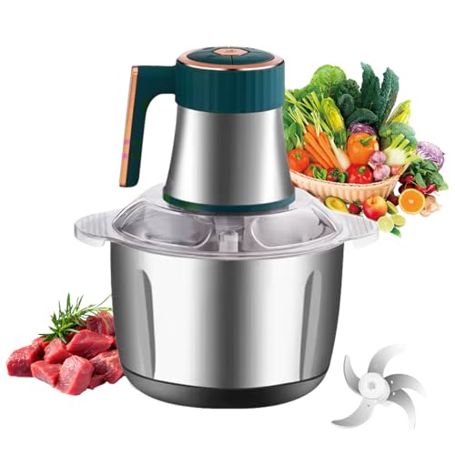 AHILAX Molino de Carne Electrico 5L, Picadora Eléctrica Acero Inoxidable Gran Capacidad Batidora 5 Engranajes Procesador de Alimentos Verduras Alta Potencia con 5 Cuchillas Afiladas