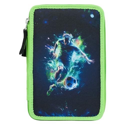 Baagl 3 Fach Federmäppchen für Jungen Mädchen, Schulmäppchen für Schreibwaren, Schulsachen Federtasche, Jungen Federmappe, Mäppchen für Schule (Fußballspieler) thumbnail 3