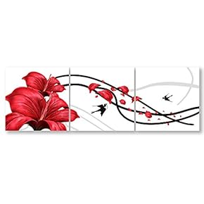 3 Panel Beautiful Flowers Painting Wall Bedroom Living...