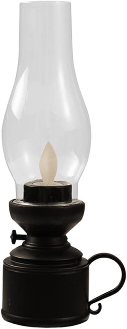 Oil Lamps & Accessories - Uonlytech Wedding Lamp: Home Chimney Decorative Decoration Birthday Electric Vintage Bedroom Room Kerosene Lamp Household Black for Led Flameless Glass Party Clear Retro Candle Oil Plastic