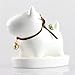 Modern Simple Balcony Small Planter Little Dog Milky White Ceramic Succulent Plant Flower Pot Miniature Decoration with Tray Neck with Bell Weaving Tail 4.5 x 2.36 x 3.46inches (NO Plants)