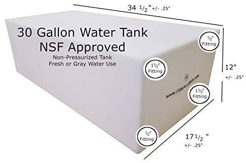 Class A Customs 30 Gallon Fresh Water Holding Tank NSF/FDA Approved BPA Free with Basic Plumbing Kit and WFCO 12 Volt Pump rv Concession Trailer T-3000-BPK-12WFCO