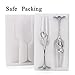 Wedding Champagne Glass Set Silver Toasting Flute Glasses Pack of 2 with Rhinestone Rimmed Hearts Decoration for Wedding, Anniversary and Special Occasions