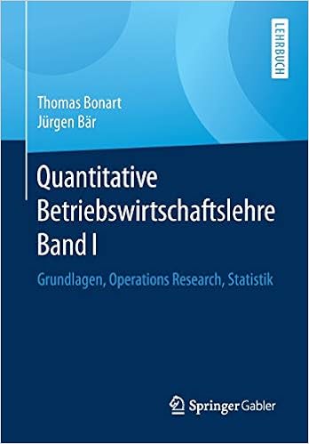 Quantitative Betriebswirtschaftslehre Band I Grundlagen Operations Research Statistik Amazon De Bonart Thomas Bar Jurgen Bucher