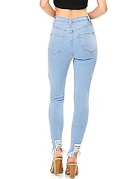 Vibrante de la dama Juniors High Waisted Extreme Ripped Jeans