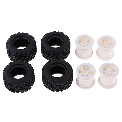 B Blesiya Pack of 8pcs Rubber Wheel Tire Hubs for 1/24 Monster Truck A212, RC Vehicle Remote Control Car Spare Parts