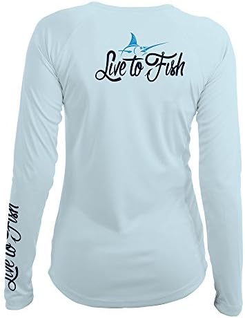 Live to Fish "Classic Marlin" UPF 50+ Women's Long Sleeve Shirt, Sky Blue, Size X-Large