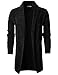 Ohoo Mens Long Sleeve Draped Lightweight Open Front Shawl Collar Longline Cardigan / DCC026-BLACK-L