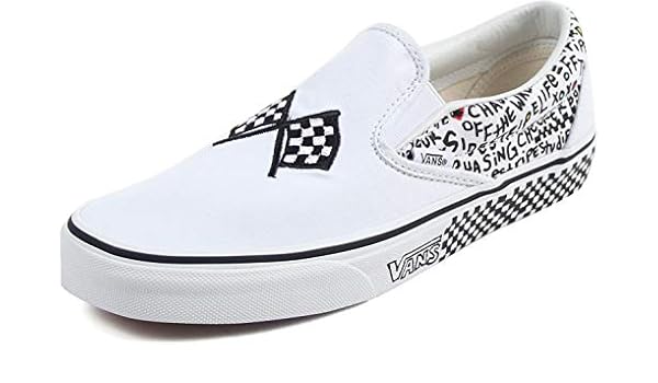 white slip on vans size 5