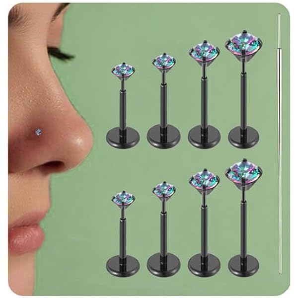 Lot De 5 Piercings Tige Droite - Acier Chirurgical, 1.2mm X 13mm, Cône, Divers, Neuf Sans Emballage