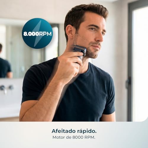 Afeitadora Eléctrica Laminar con 6 Cuchillas PrecisionCare X-Trimm ProElite 6000. Motor 8000rpm, Luz LED, Autonomía 100mins, Pantalla Integrada, Carga Rápida, IPX6, Uso con Cable o Batería — foto 7 de 8