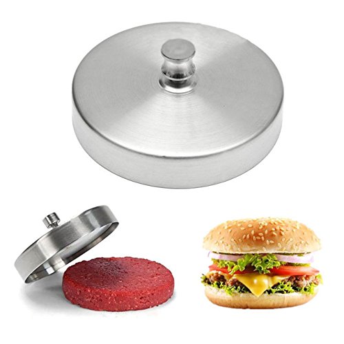 Stainless Steel Stuffed Hamburger Beef Burger Grill BBQ Press Mold Patty Maker (Silver)