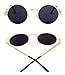 GAMT Retro Metal Hipster Steampunk Round Style Coating Mirrored Sunglasses