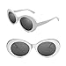 SOXICK Clout Goggles Set with Soft Cases- Kurt Cobain Oval Sunglasses White, Black, Red