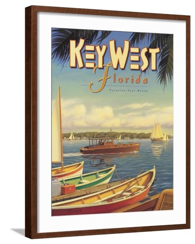 ART.COM Wall Art Print Key West Florida on Brown Frame by Kerne Erickson, 23" x…