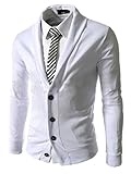 NQ Men's Cool Lapel Knitwear Solid Cardigan Buttons Blazer Jacket XL White