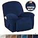 H.VERSAILTEX Recliner Sofa Cover 1-Piece Non Slip Soft High Stretch Modern Thick Velvet Plush Slipcover Form Fit Stretch Furniture Cover Recliner Sofa Slipcover Machine Washable - Navy