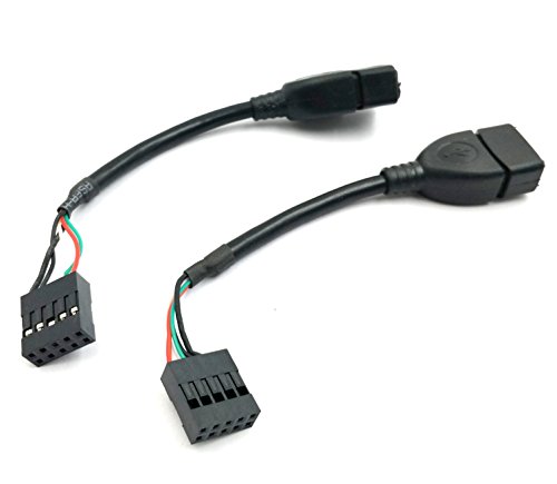 Duttek (2-Pack) 10CM USB 2.0 Type A Female to Dupont 9 Pin Female Header Motherboard Cable Cord (AF/9Pin 0.1M)
