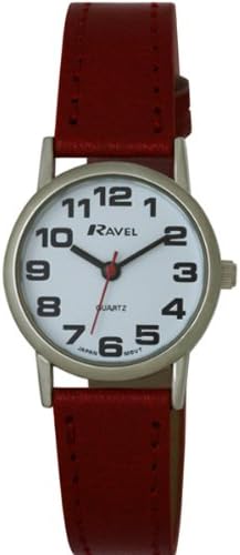 Ravel Women's Easy Read Watch with Big Numbers - Red/Silver Tone/Black Dial, Womens - 27mm case