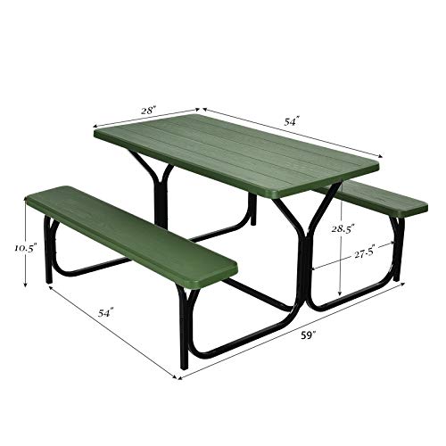 Giantex Picnic Table Bench Set Outdoor Camping All Weather Metal Base