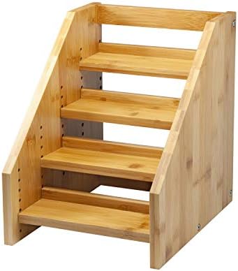 Spiceluxe 4 Shelf Narrow Width Organic Bamboo Cabinet Organizer