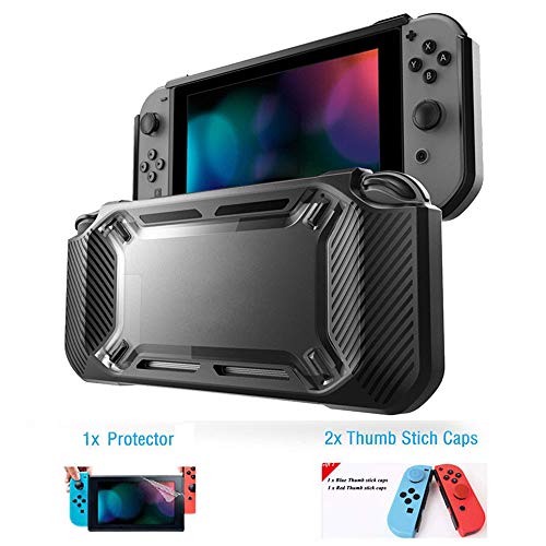 TPU Cover Case + 2 Thumb stick caps + 1 Screen Protector for Nintendo Switch