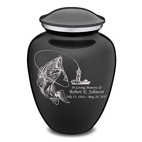 GetUrns Adult Fishing Charcoal Grey Cremation Urn with Custom Engraving - Thumbnail 2
