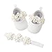 HsdsBebe 2pcs/Set Newborn Baby Girl Princess Mary Jane Shoes Toddler Infant Wedding Dress Flat Shoes with Free Headband
