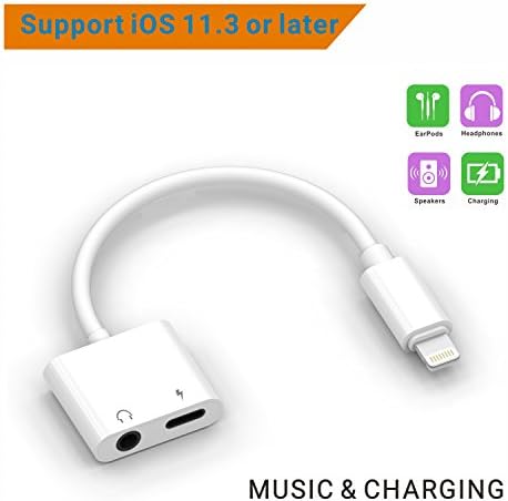 iPhone 8 aux splitter charge adapter, Micarsky lightning to 3.5mm Jack aux headphone for iPhone X/8plus/7/7plus with iOS 11 and above
