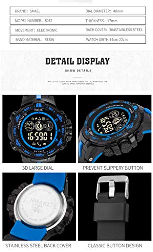 WoCoo Bluetooth Sport Waterproof Smartwatch with Remote Camera Call Reminder Digital Wristwatch Compatible with iOS Android(Black)