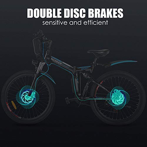 ANCHEER 26" Folding Electric Bikes for Adult, 26 inch Electric Mountain Bike Commuter Bicycle with 250W Motor 36V 8Ah Lithium Battery 21-speed Gear Dual Suspension - Image 6