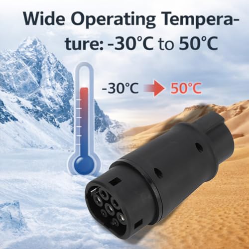 EVGATSAUTO Adaptador de Carga EV, Tipo 1 a Tipo 2 Conector de Cargador EV Adaptador de Carga de Vehículos Eléctricos Protección IP54 16A 32A 230V Universal