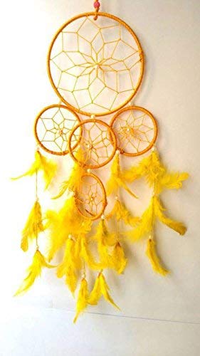 SGN Dream Catcher Decorative Showpiece - 55 cm (Wool, Yellow)