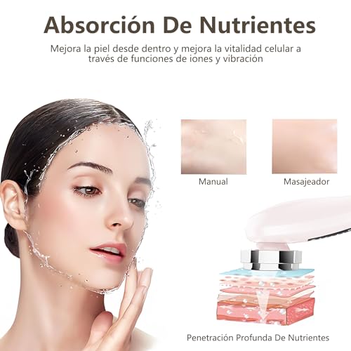 NQAXZIB Masajeador Facial Eléctrico, Ultrasonido Facial 7 en 1,con Radiofrecuencia Facial,Microcorriente EMS y Máquina con Frío Calor Fototerapia Roja y Azul,,Skincare,Estiramiento de la Piel, Cuidado Facial