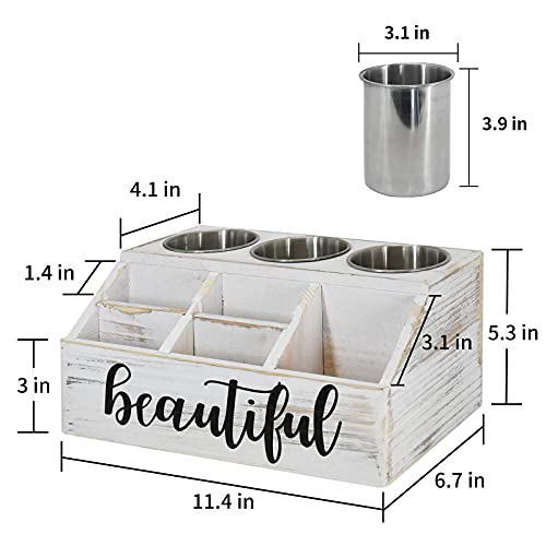 Wooden Hair Tools Organizer, Rustic Hair Dryer Holder, Bathroom