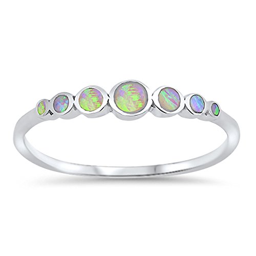 Round Circle Pink Simulated Opal Journey Ring New .925 Sterling Silver Band Size 7
