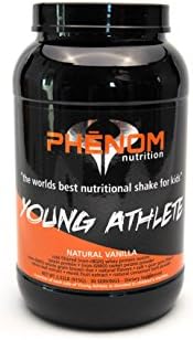 Phenom Nutrition Young Athlete - All Natural Gluten Free Non GMO Protein Shake for Teens Kids - Vanilla Flavor - 2 Pound 30 Servings