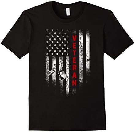 Mens Veteran shirts: American Flag Veteran T-Shirt 2XL Black