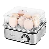 Egg Cooker, AICOOK Rapid Egg Boiler 8 Capacity Stainless Steel Electric Egg Maker with Auto Shut-Off for Soft, Medium, Hard Boiled Eggs, Noise-Free, BPA-FREE, 500W