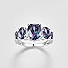 Psiroy 925 Sterling Silver Plated Created Rainbow Topaz Filled 5 Stone Engagement Ring Band Size 6