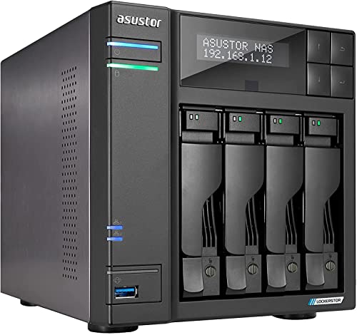 Asustor Lockerstor 4 Gen 2 AS6704T | 4 Bay NAS - Netzwerkspeicher Gehäuse, Quad Core 2.0GHz CPU, 4 M.2 PCIe 3.0 ssd Slot, 2 2.5GbE Port, 4GB RAM DDR4