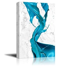 Canvas Wall Art - Abstract Blue Acrylic Paint Splash - Giclee Print Gallery Wrap Modern Home Art Ready to Hang - 12x18 inches