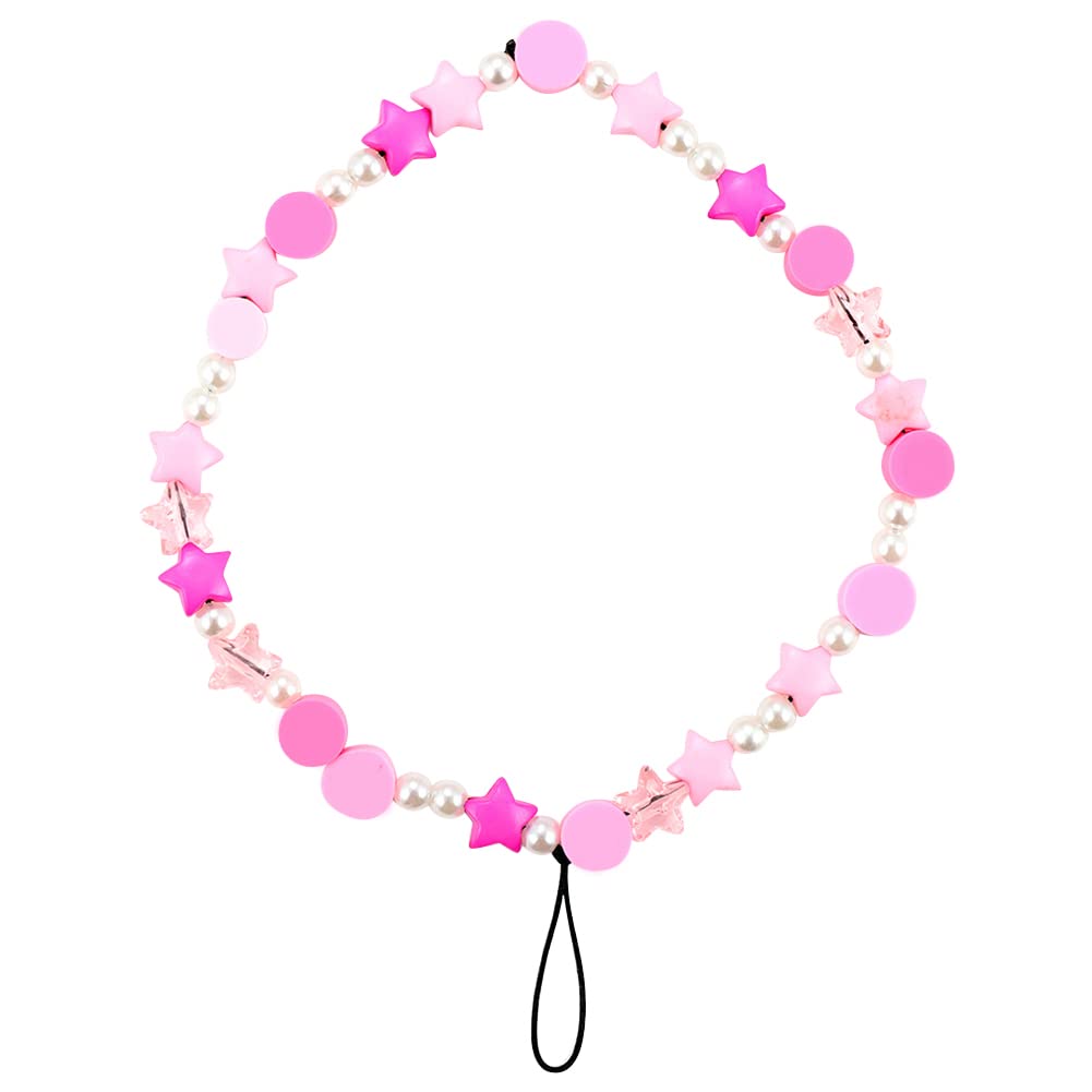 Phone Charms Beaded Phone Lanyard Wrist Strap Boho Anti-Lost Chain Colorful Mobile Phone Beads Lanyard Smile Pearl Soft Pottery Hanging Cord Mobile Phone Beads Beaded Accessory